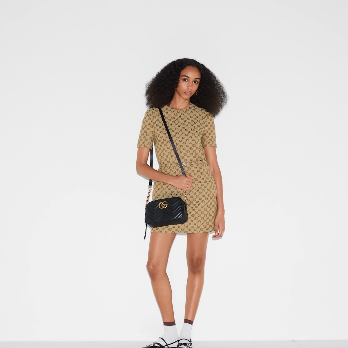 Sac a epaule petite taille a motif GG Marmont en cuir noir GUCCI Canada