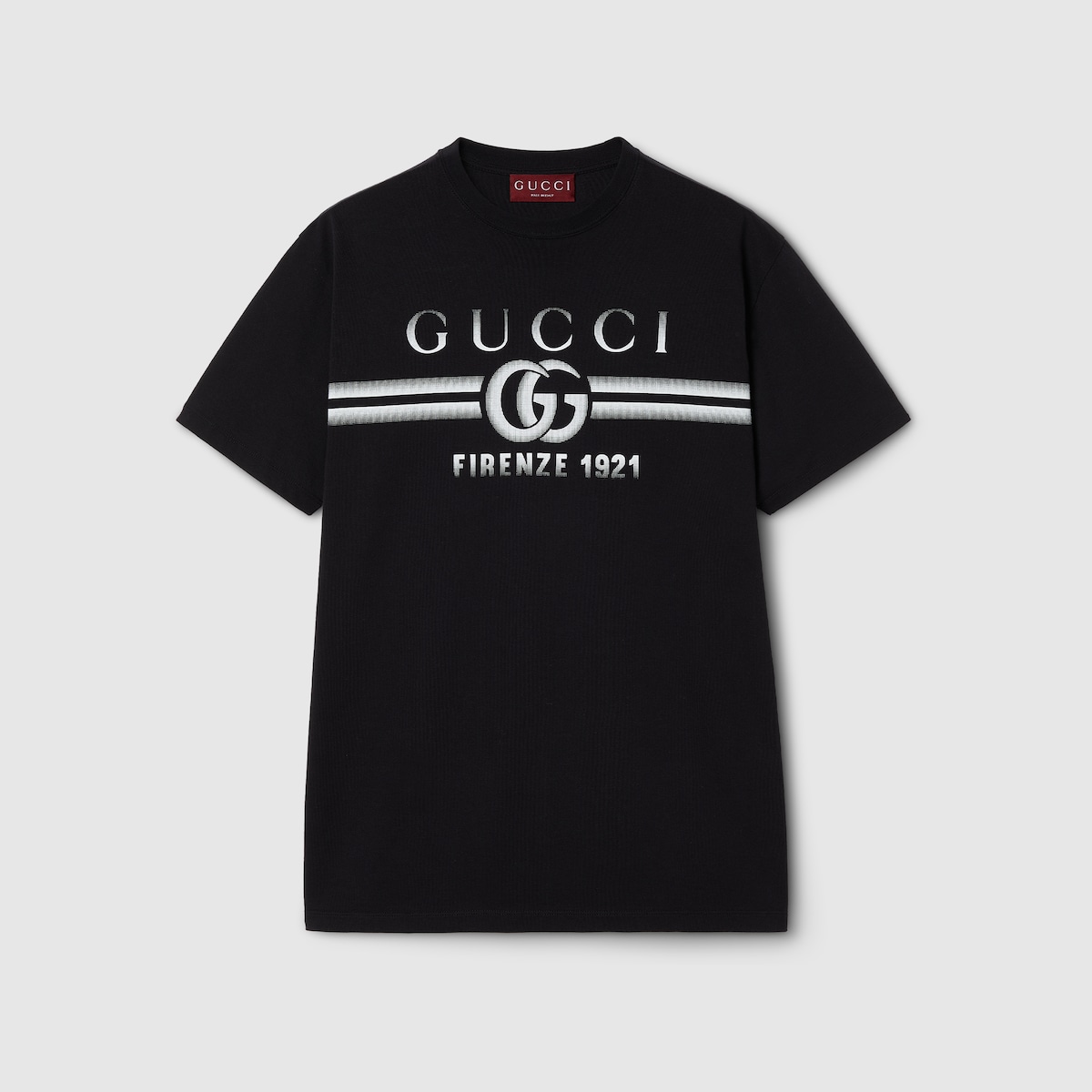 Cotton jersey T shirt with Gucci print in black GUCCI GR