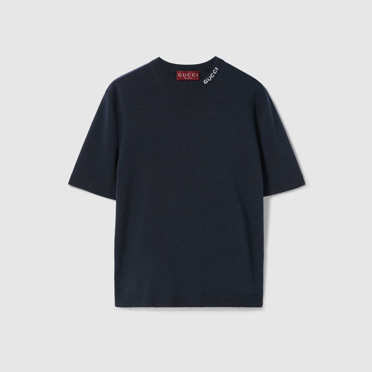 GUCCI インターシャ シルクコットン Tシャツネイビー | GUCCI公式 GUCCI インターシャ シルクコットン Tシャツネイビー | GUCCI公式