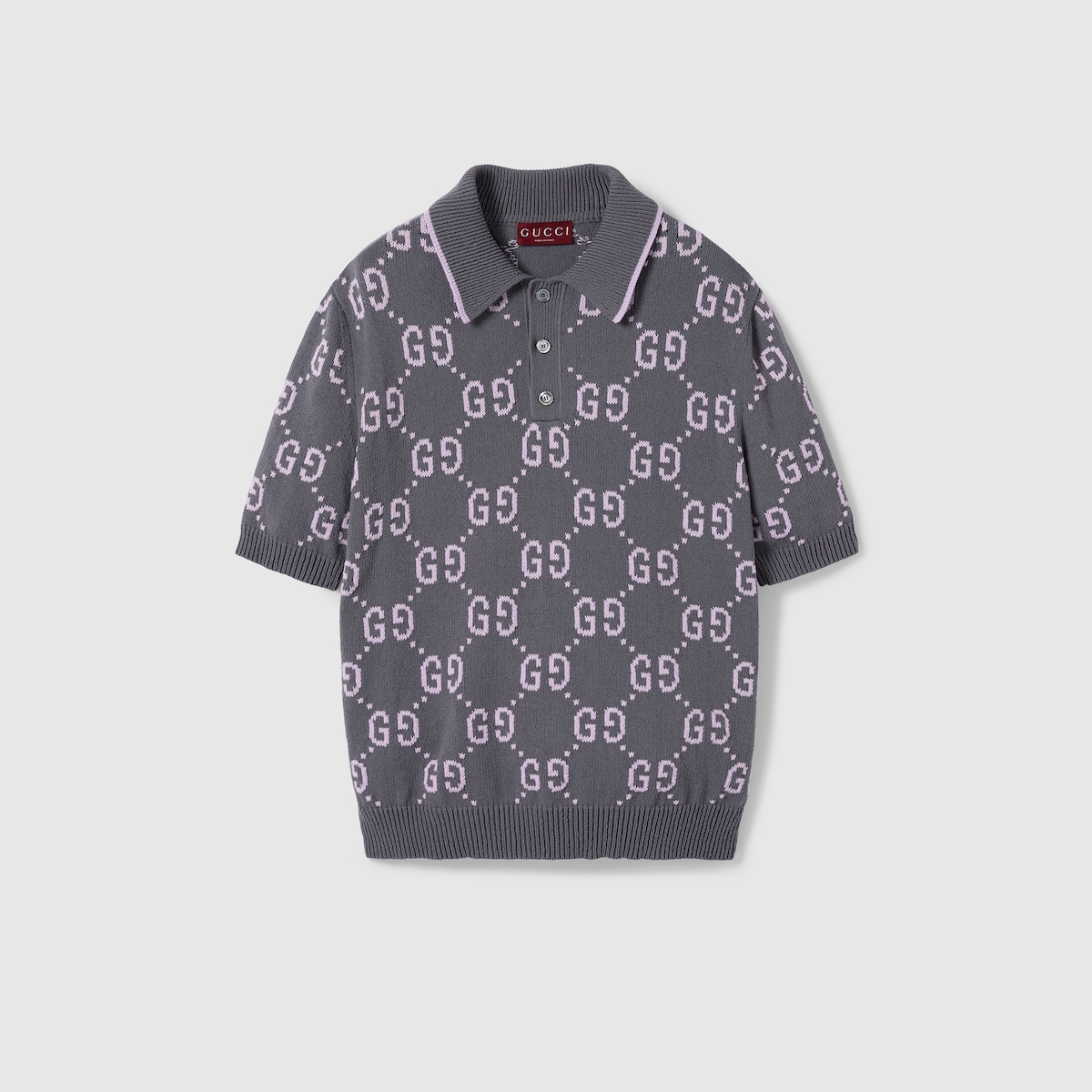 GUCCI GG Cotton Jacquard Polo Shirt Size M Grey Ready to wear