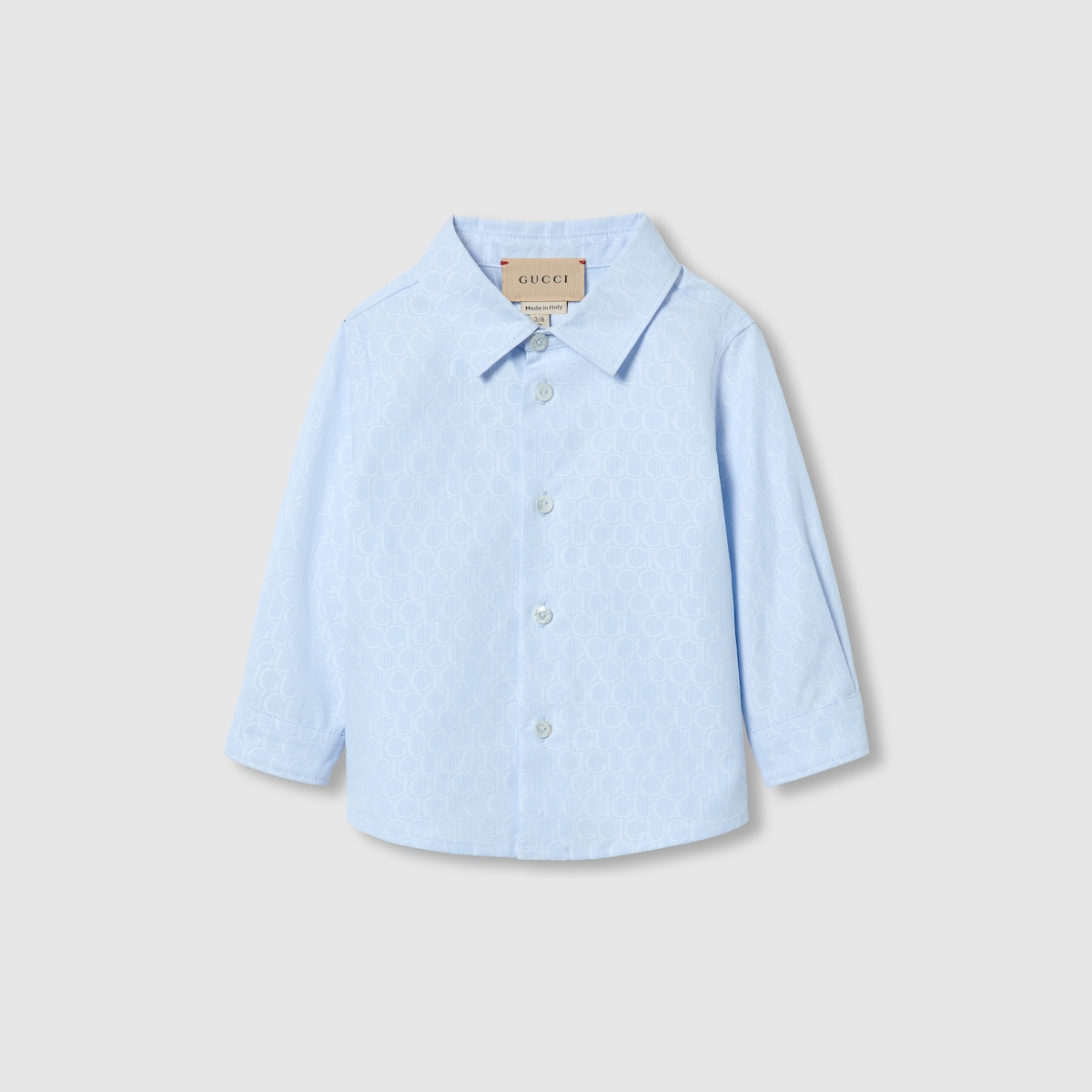 Baby Gucci cotton shirt in light blue GUCCI US