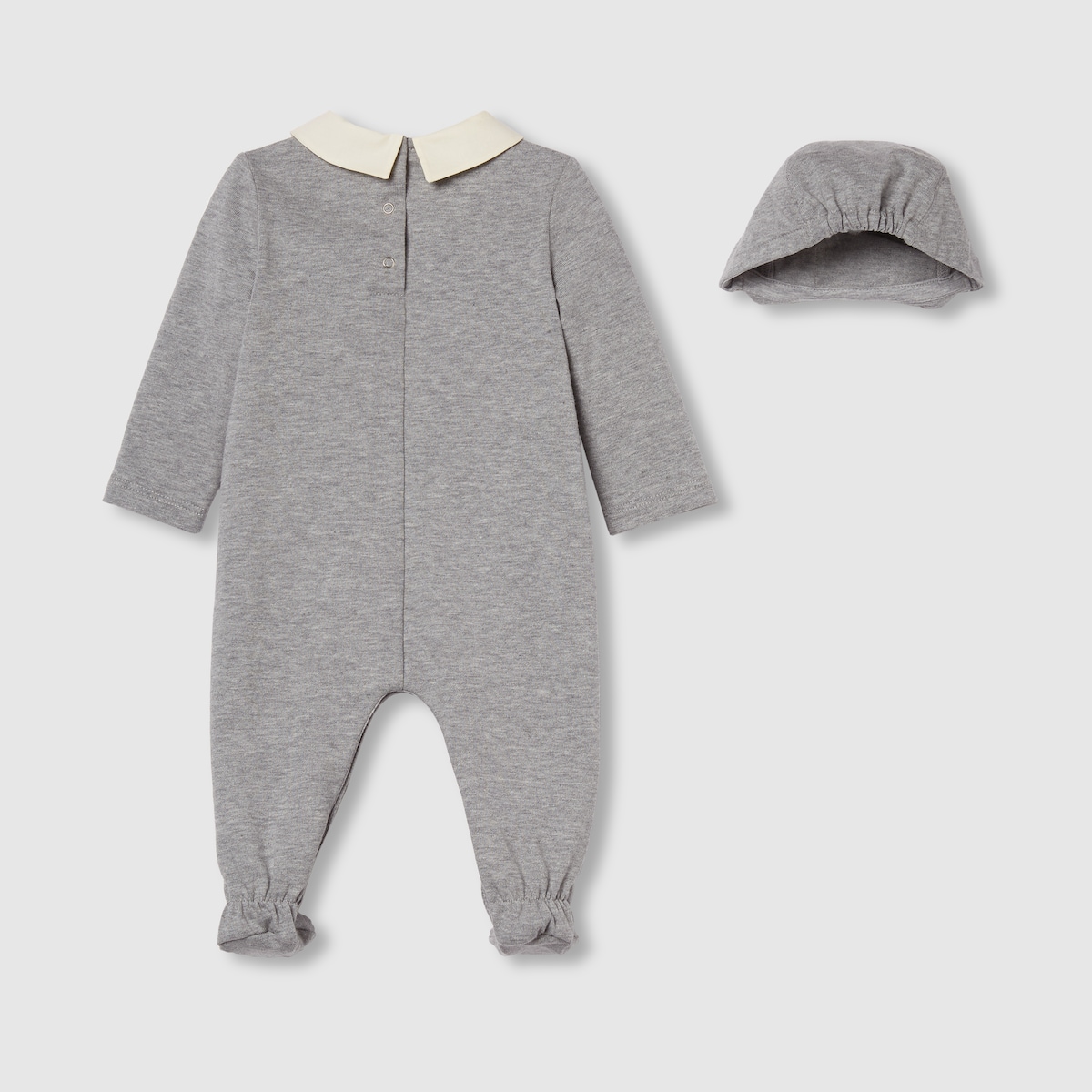 Baby cotton two piece gift set in light grey GUCCI Australia