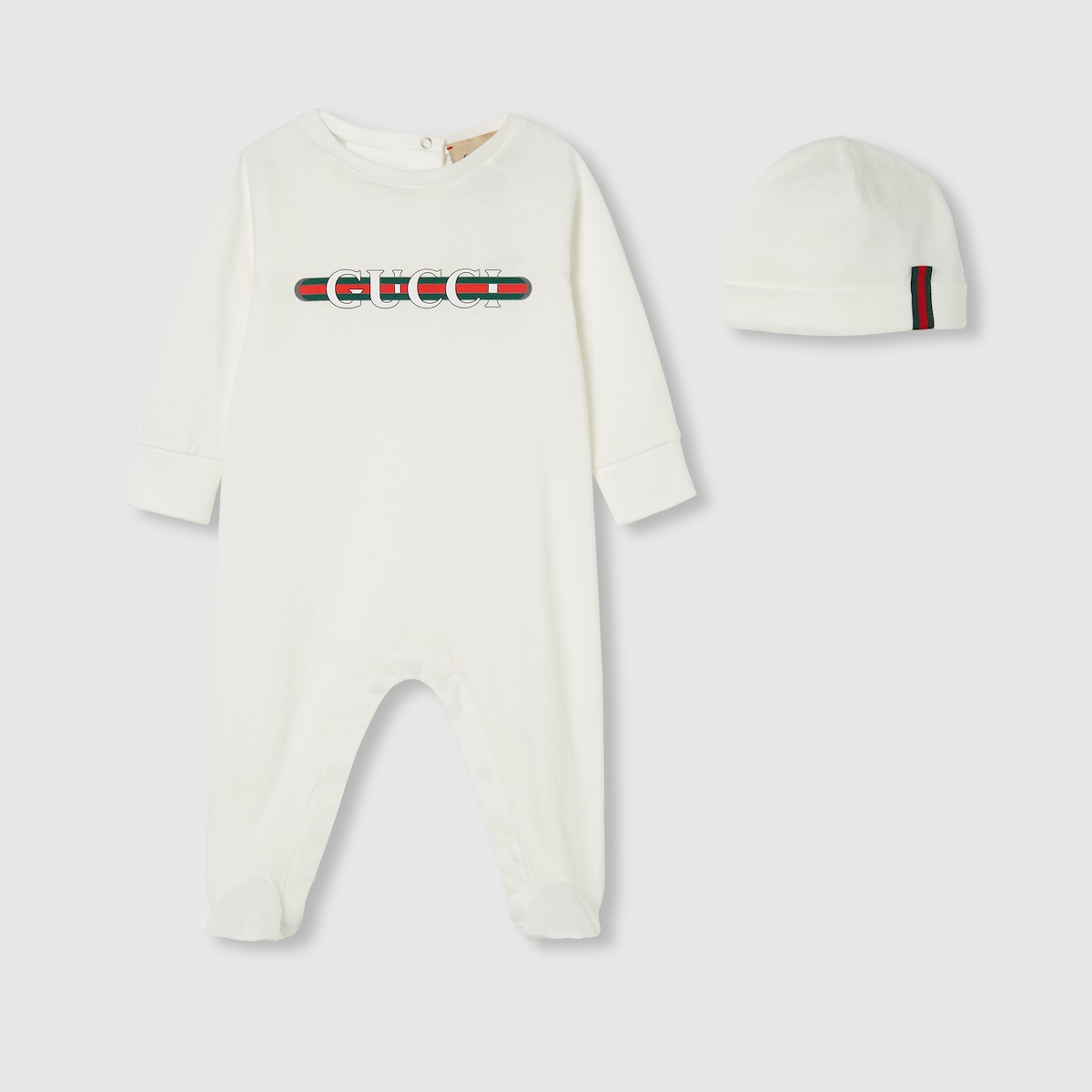 Baby cotton two-piece gift set in white | GUCCI® ZA