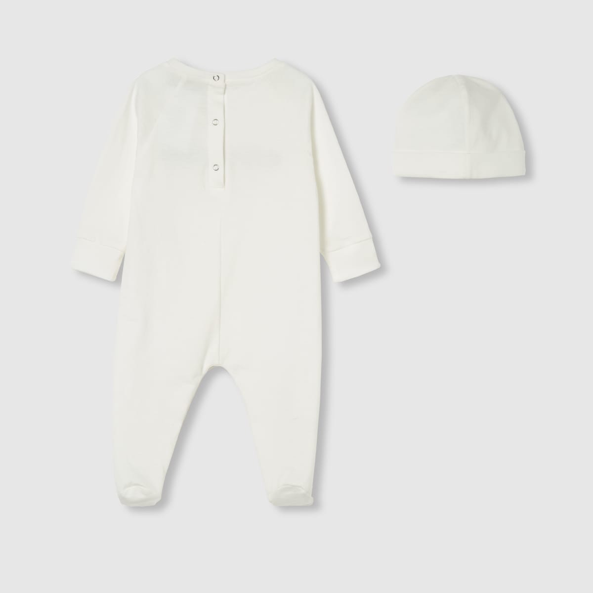 Baby cotton two-piece gift set in white | GUCCI® ZA