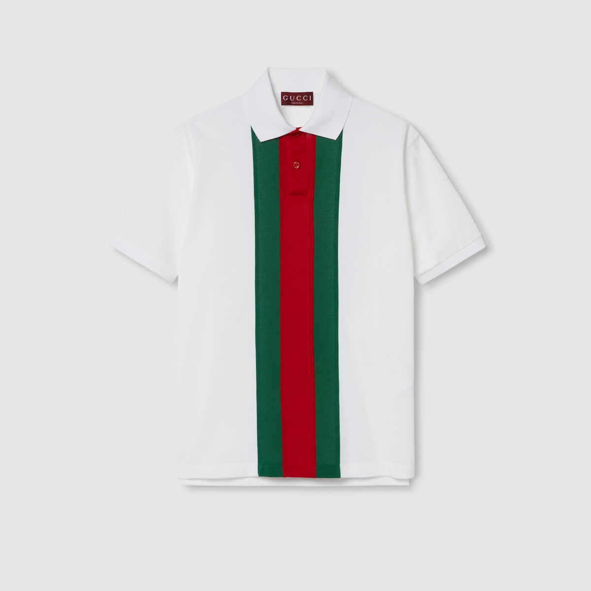 Cotton polo shirt with Web in white | GUCCI® SI
