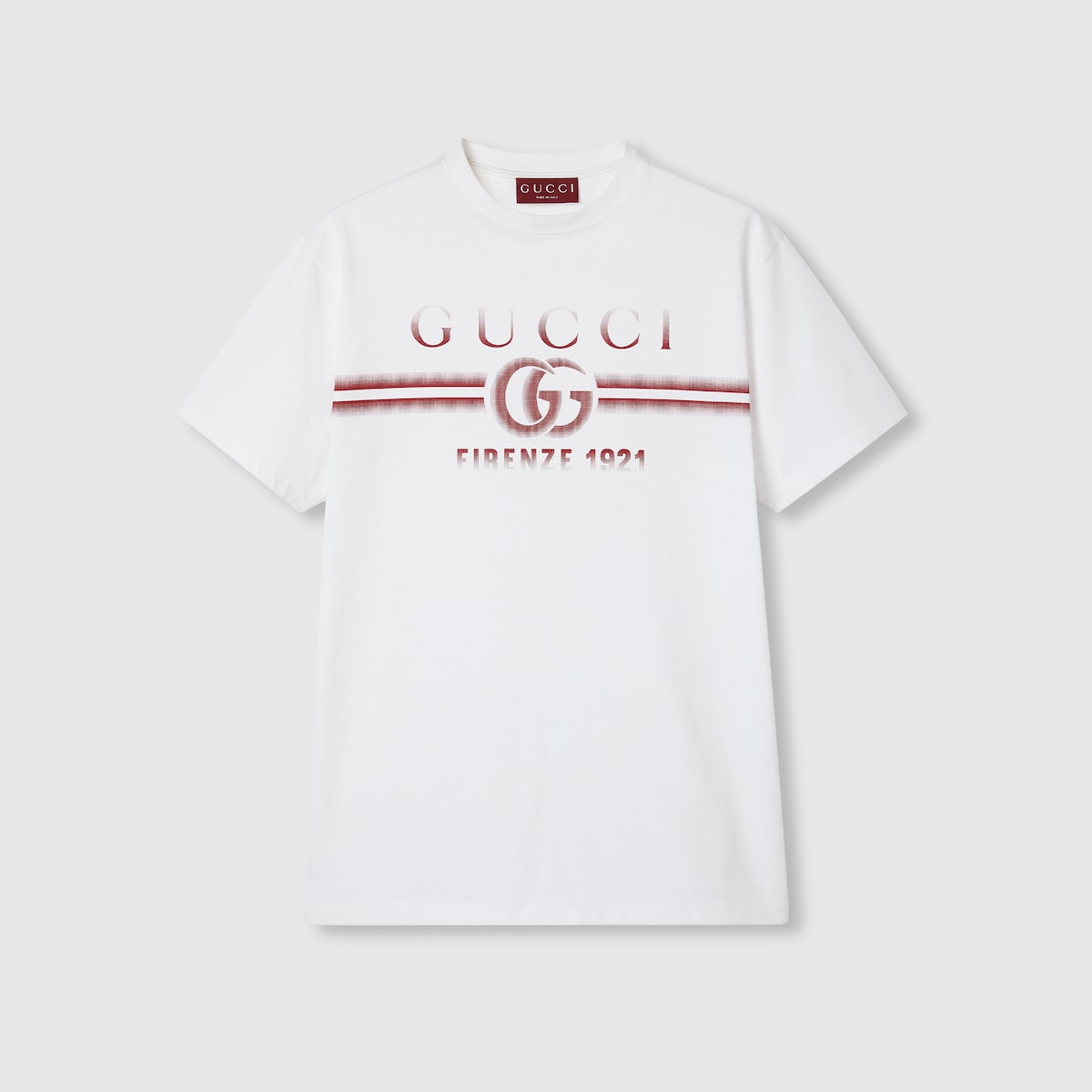 Cotton jersey T-shirt with Gucci print in white | GUCCI® US