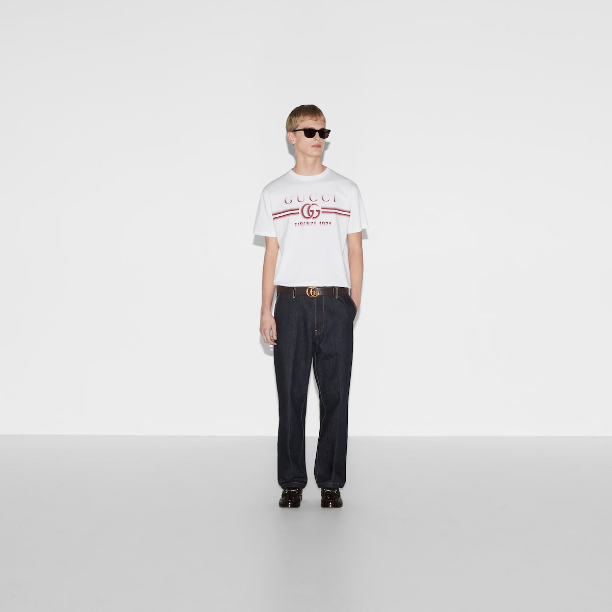Cotton jersey T-shirt with Gucci print