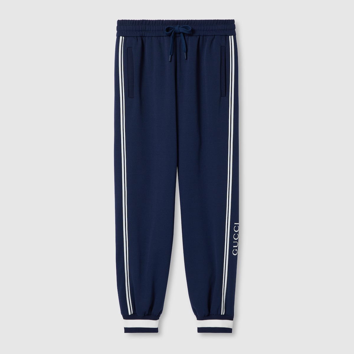 GUCCI★素敵！JERSEY PIQUET JOGGING GG LOGO PANTS GG jersey cotton jogging pant in dark blue and grey | GUCCI® US