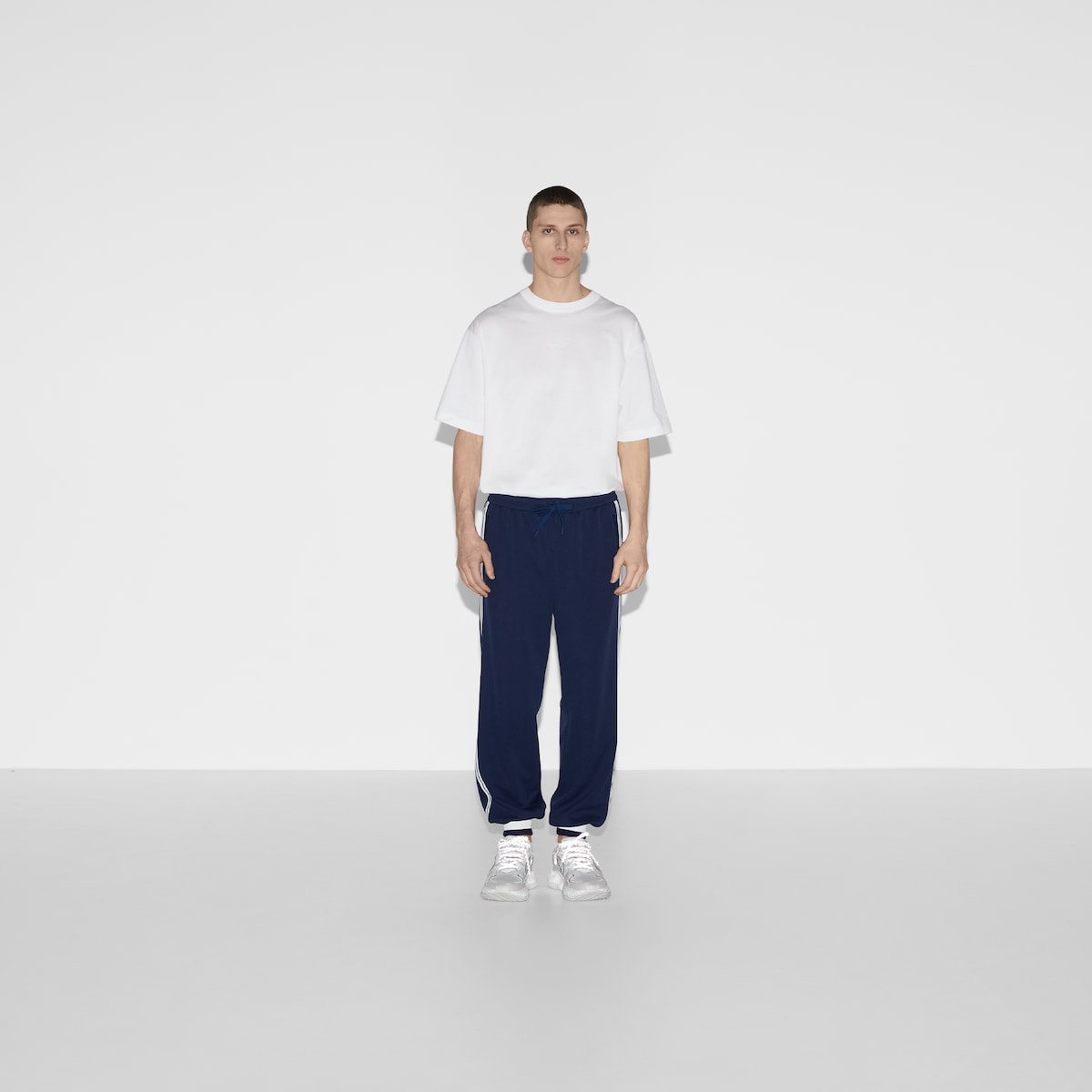 Technical jersey jogging pant in midnight blue | GUCCI® US