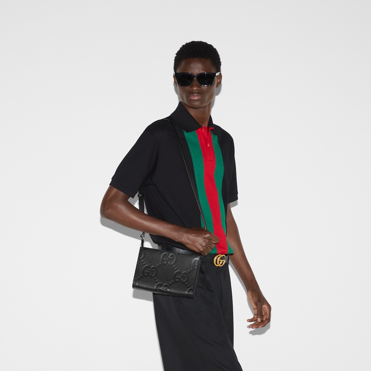 Jumbo GG mini bag in black jumbo GG leather | GUCCI® UK