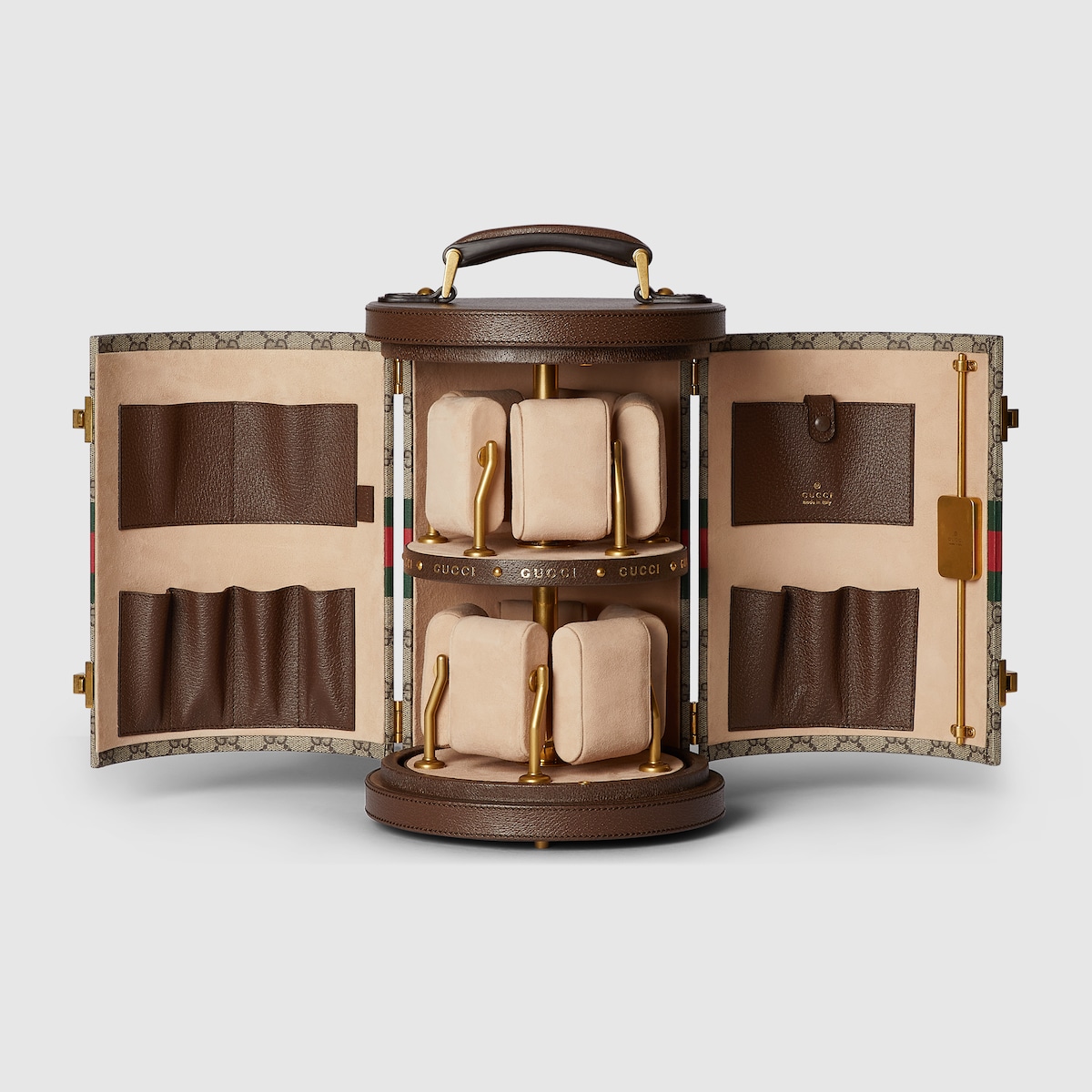 Gucci Savoy watch case in beige and ebony GG Supreme | GUCCI® SI