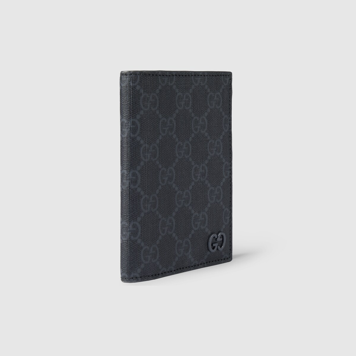 Grey interior GG passport case in black GG Supreme