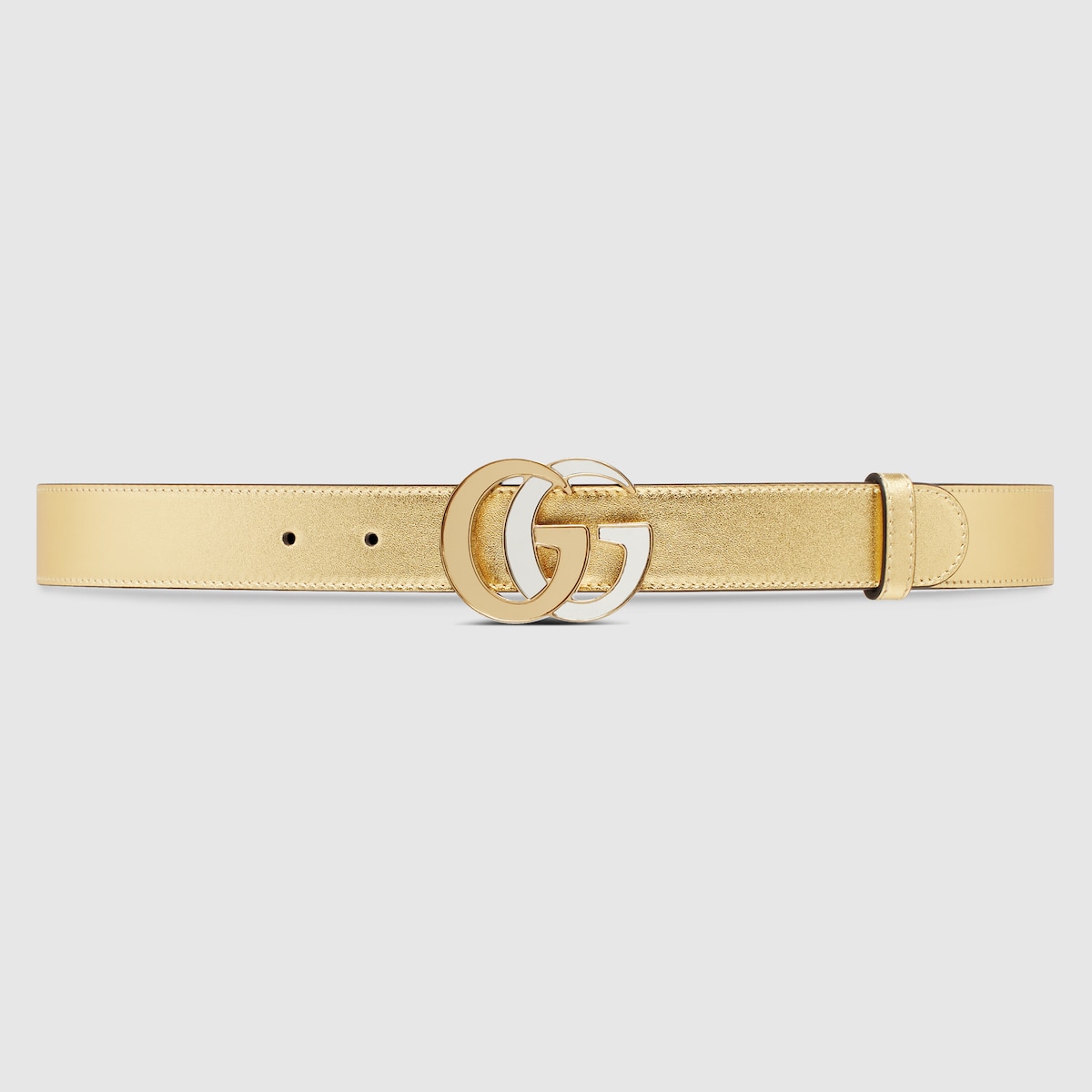 Cintura sottile GG Marmont in pelle metallizzata oro | GUCCI® IT