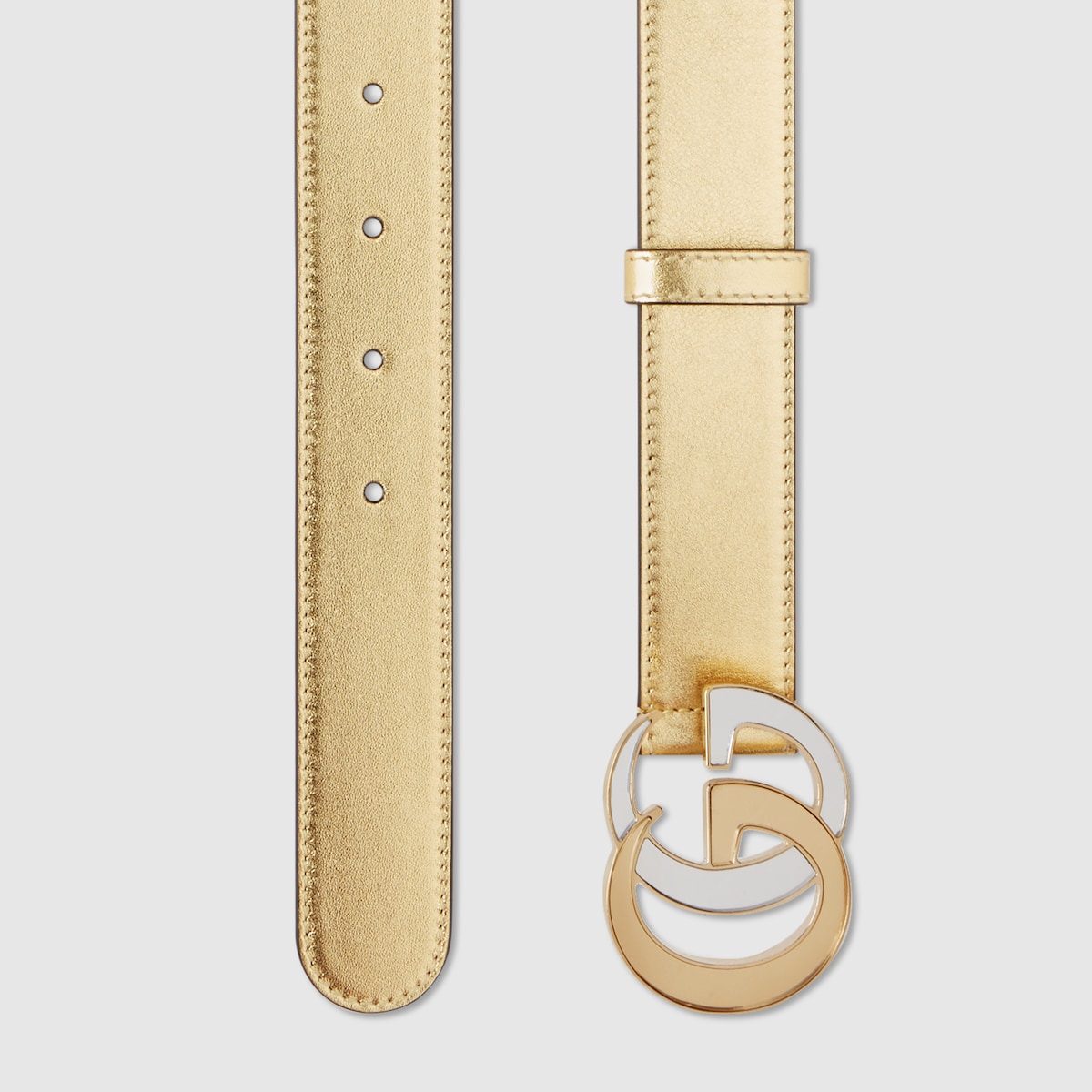 GG Marmont thin belt in metallic gold leather GUCCI Canada