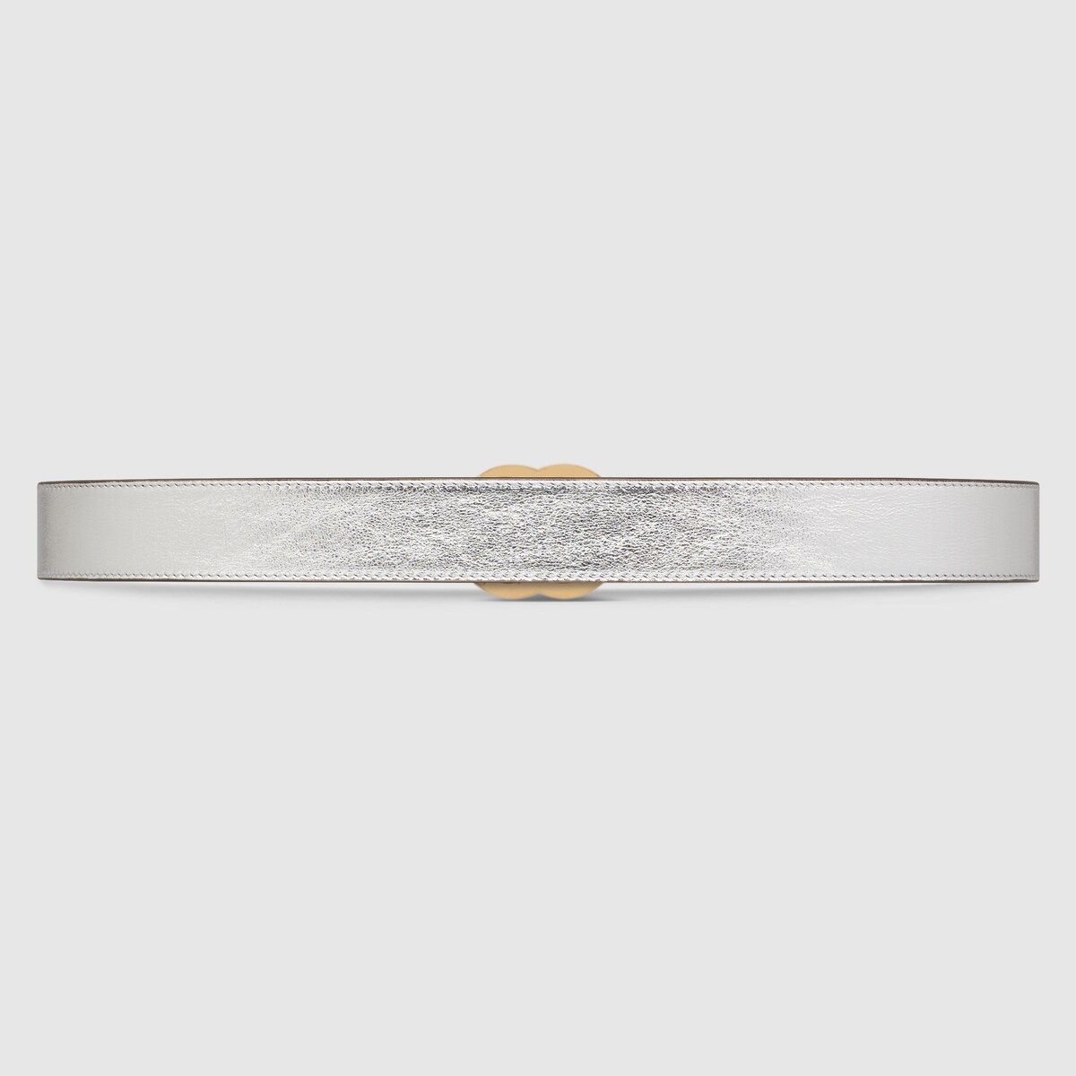 GG Marmont thin belt in metallic silver leather | GUCCI® US