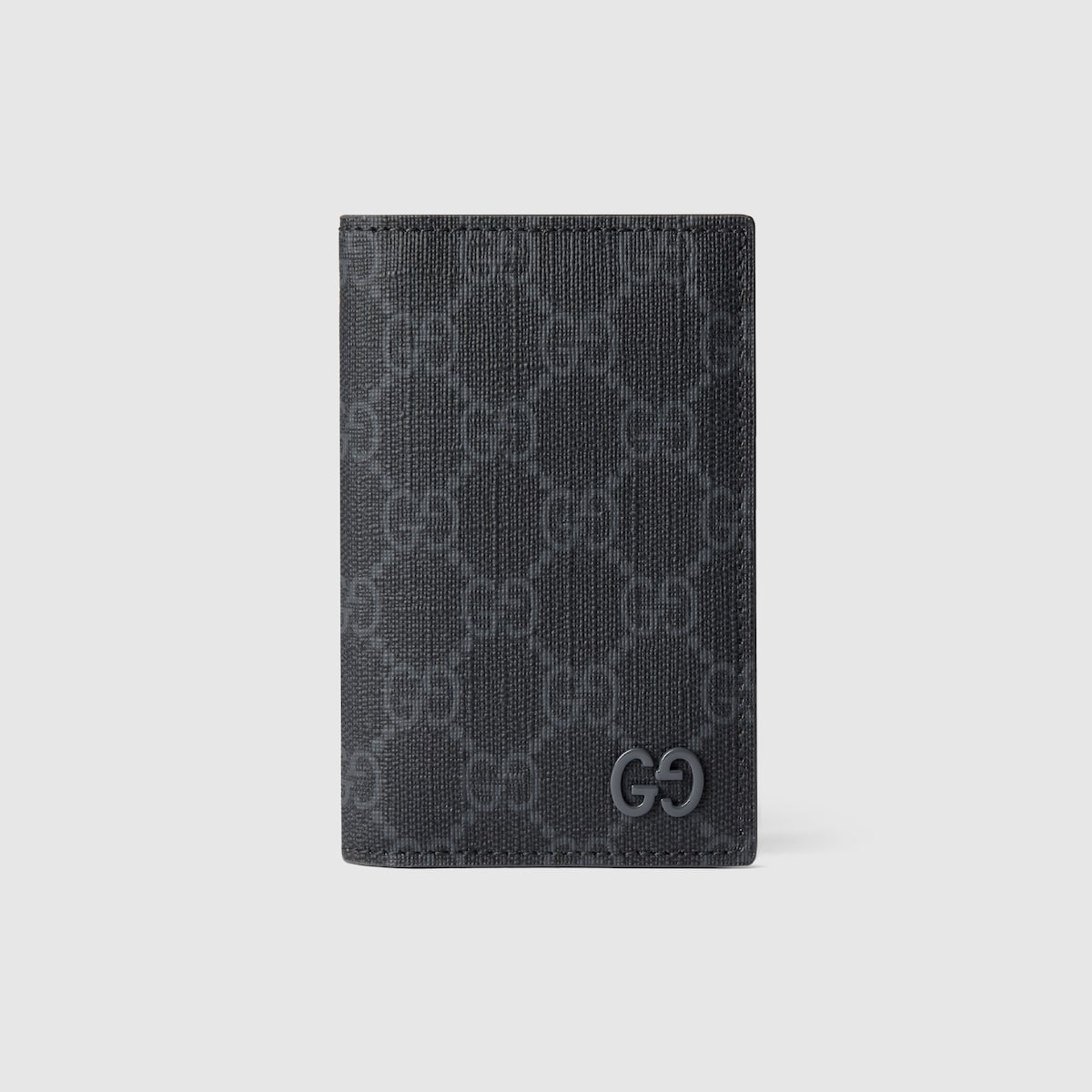 Grey interior GG long card case in black GG Supreme canvas | GUCCI® US