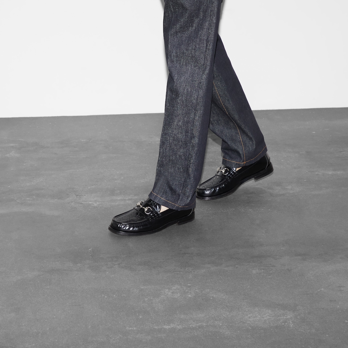 Men s loafer with Horsebit in black GG leather GUCCI Canada