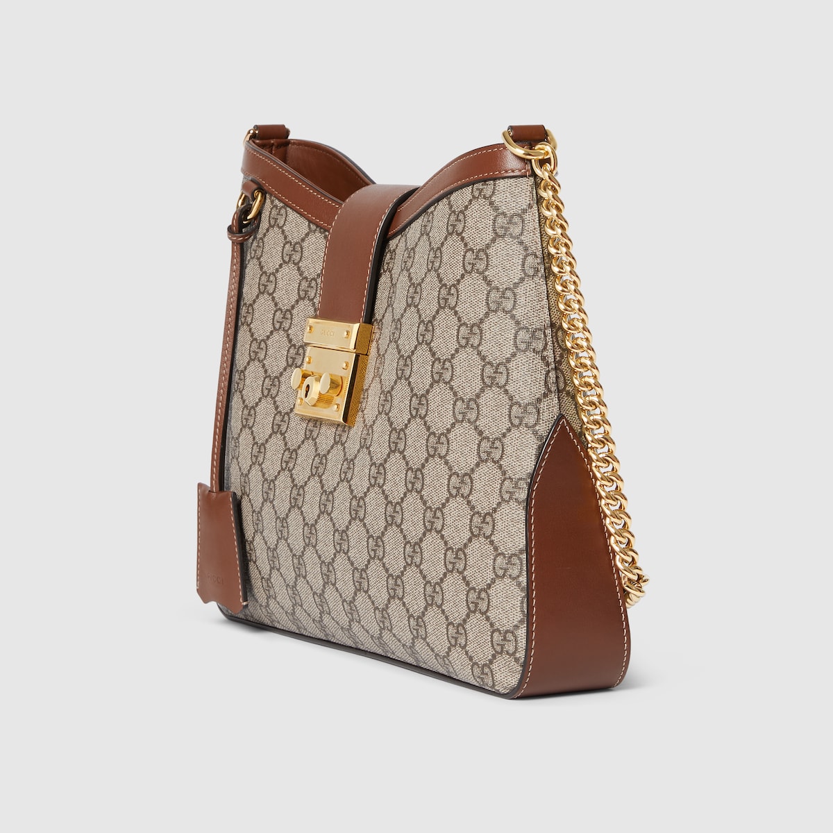 Gucci Brown Padlock GG Coated Canvas, online Leather Shoulder Bag