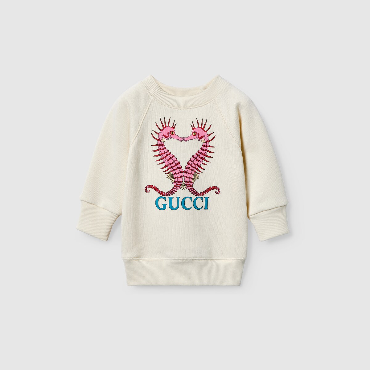 Baby cotton sweatshirt with seahorses