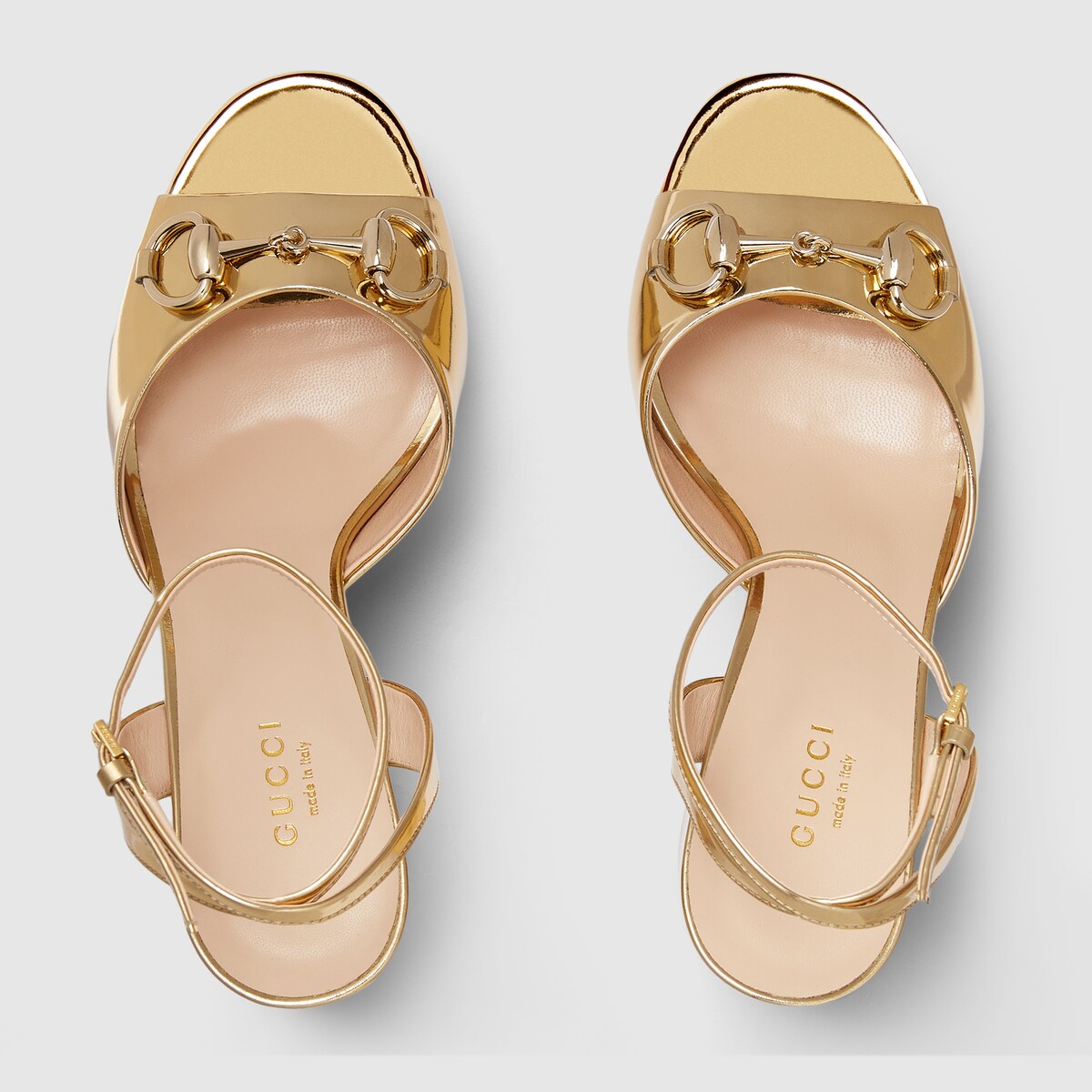 Gucci gold flat sandals store