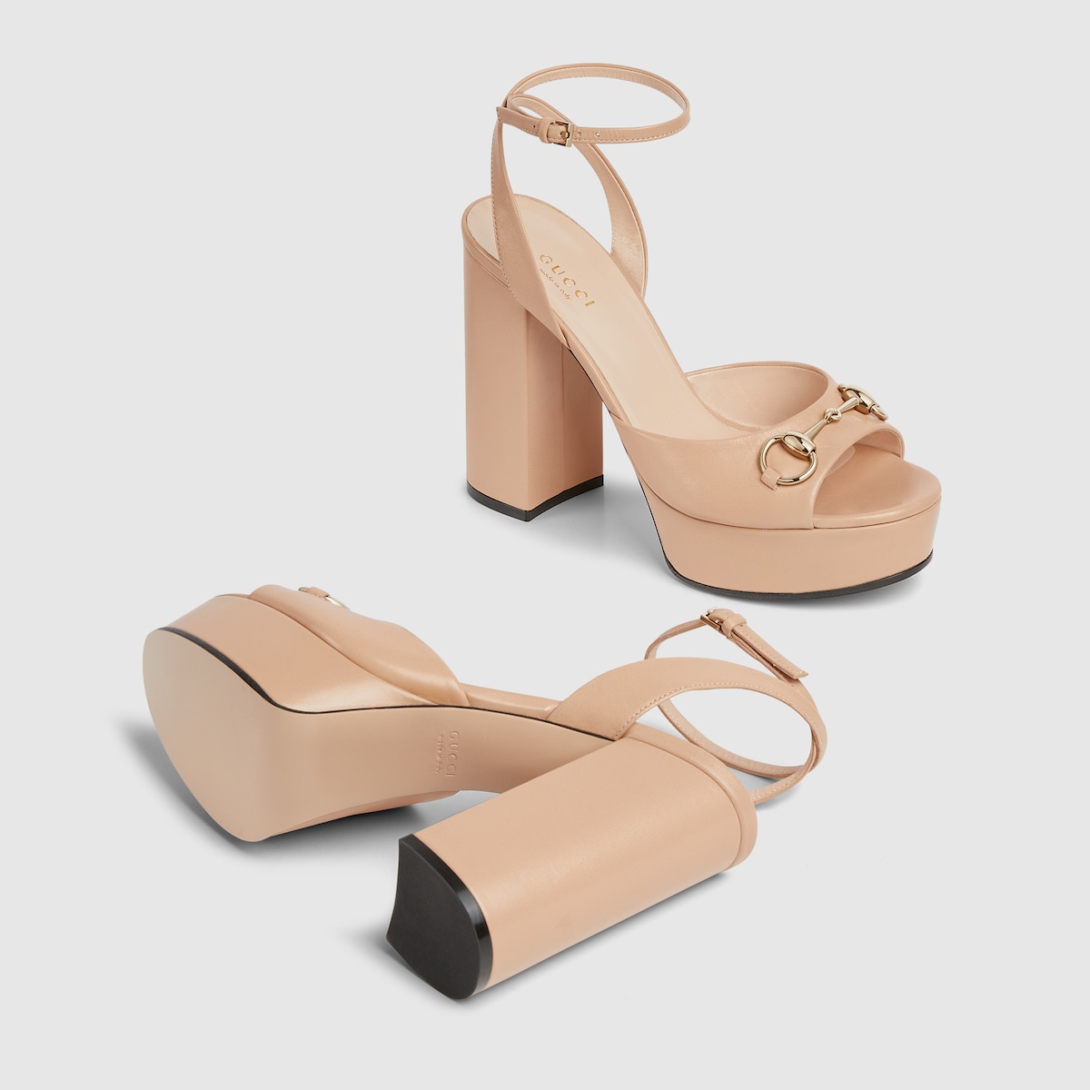 Sandales a semelle compensee avec detail Mors pour femme en cuir poudre GUCCI CH
