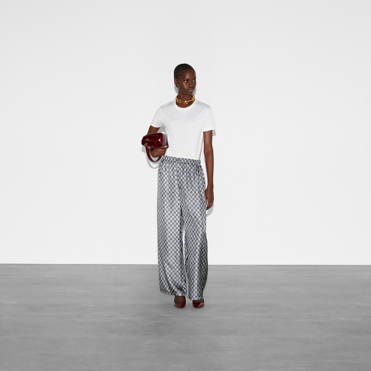 GG silk twill pants