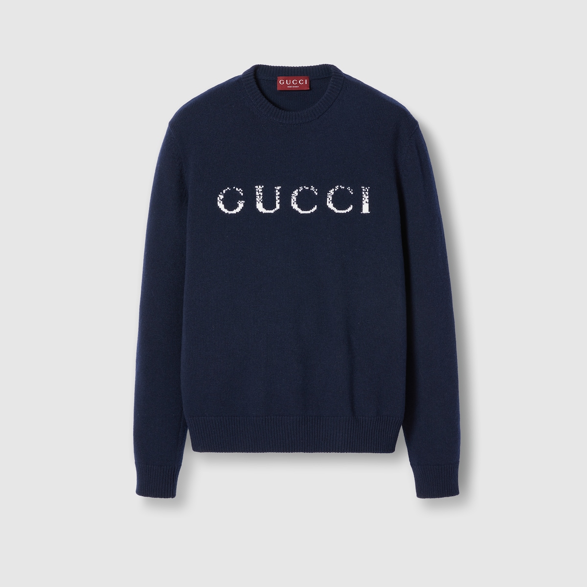 Maglione in lana con intarsio Gucci in blu scuro GUCCI Italia