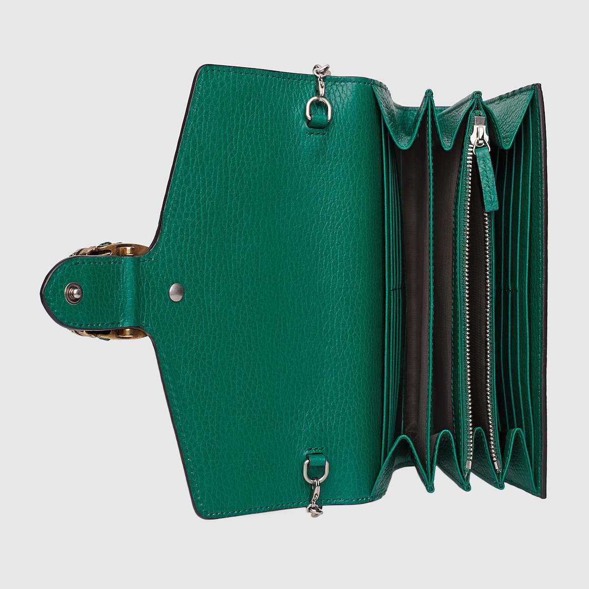 Dionysus wallet on chain in emerald green leather | GUCCI® US