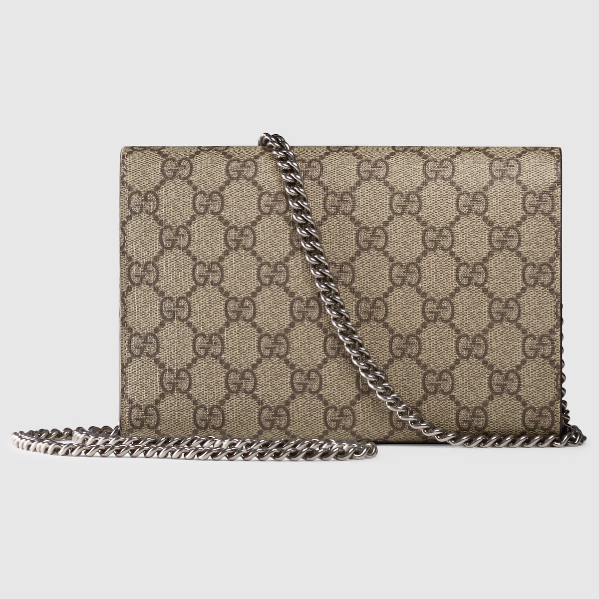 Brieftasche Dionysus aus GG Supreme mit Kette in beige ebenholzfarbener GUCCI DE