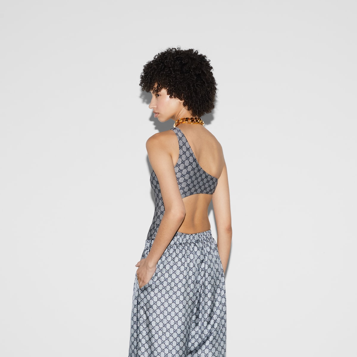 GUCCI スイムウェア GG stretch jersey swimsuit in blue and white | GUCCI® US