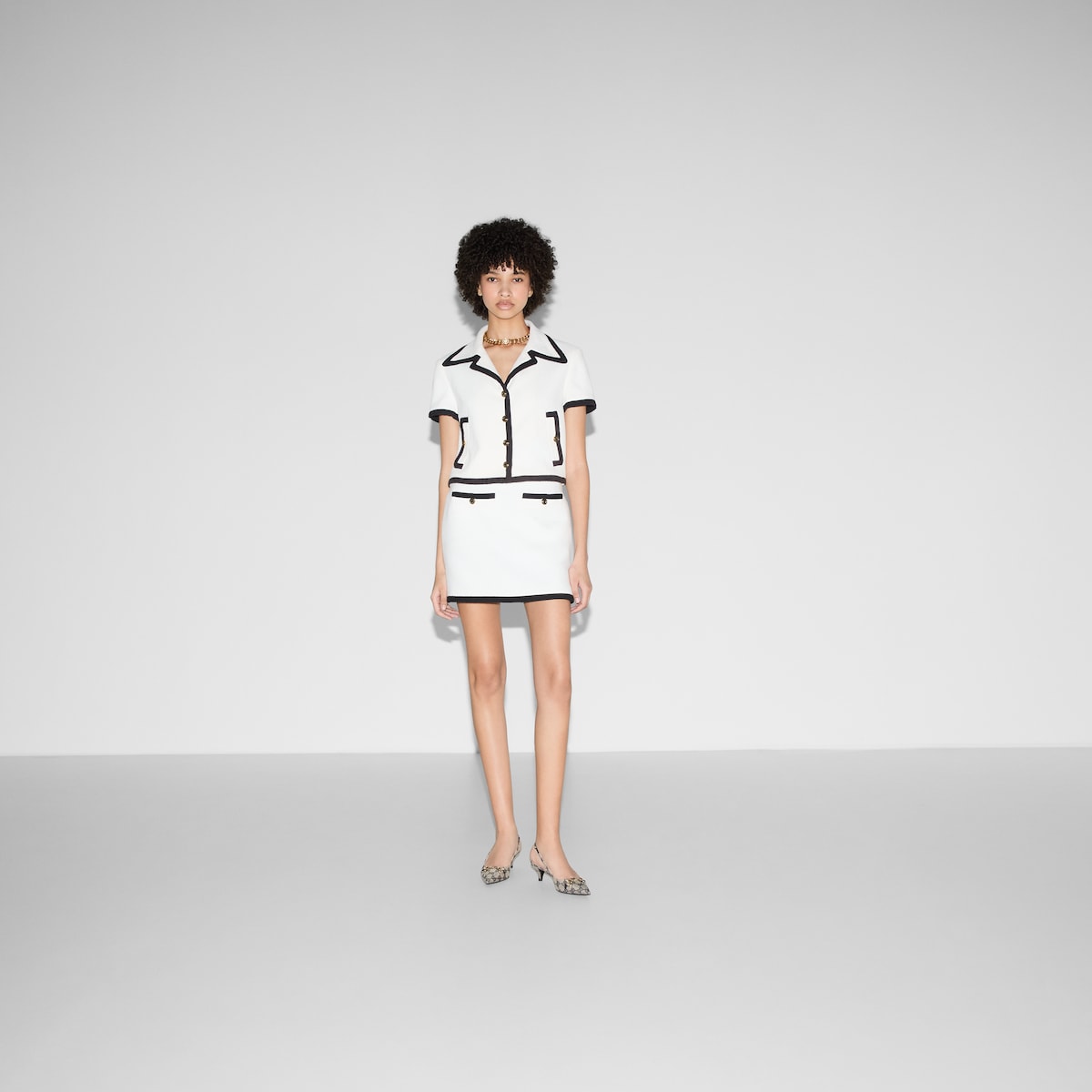 Cotton tweed jacket in off-white | GUCCI® US
