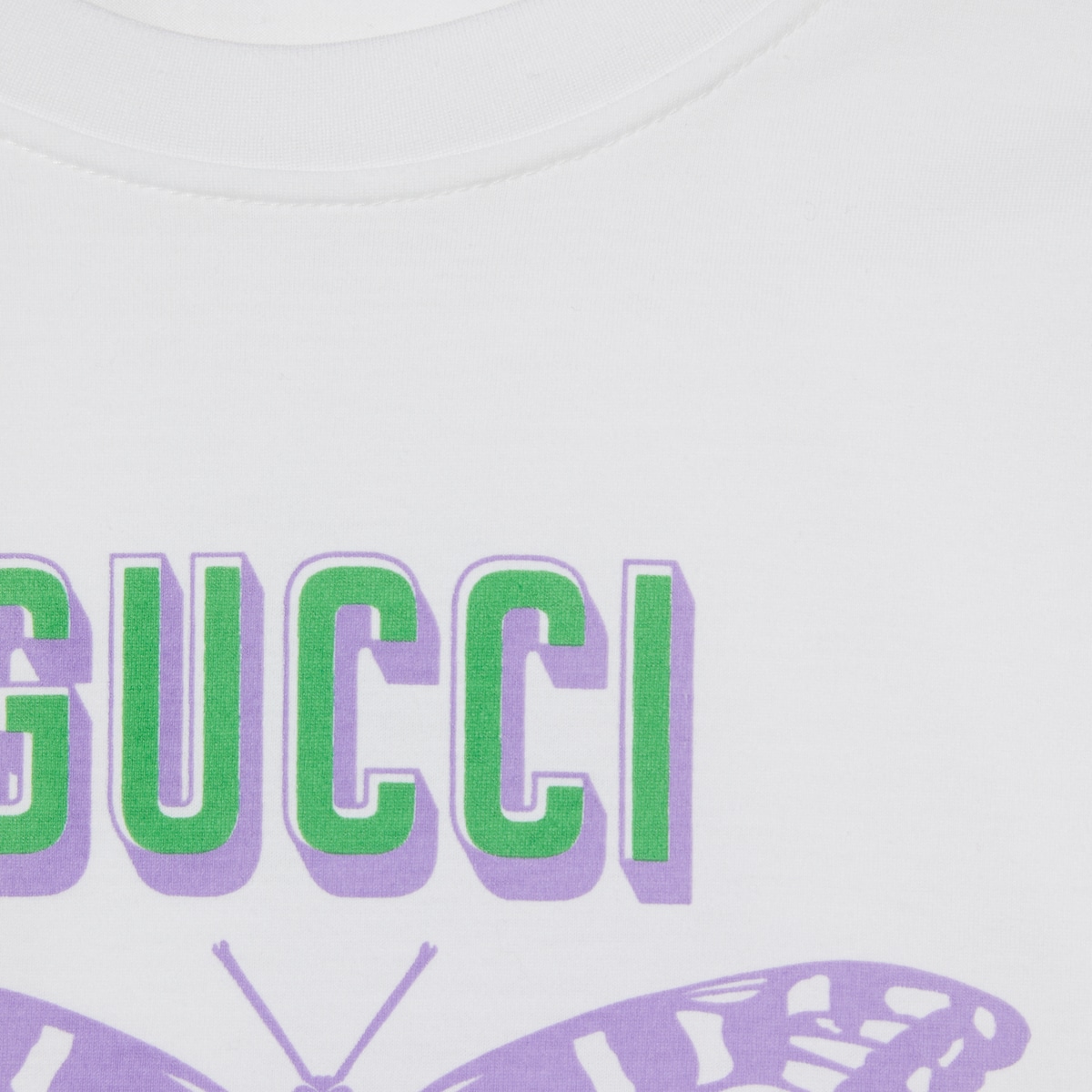 Printed cotton jersey T shirt in off white GUCCI TH