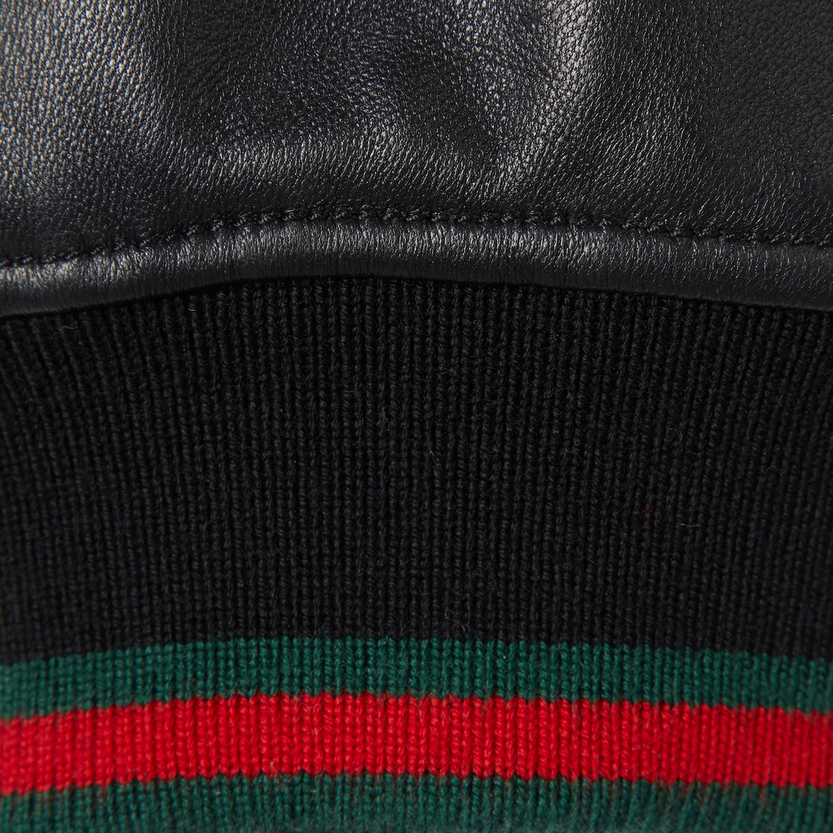 Leather bomber jacket with Web in black | GUCCI® SI