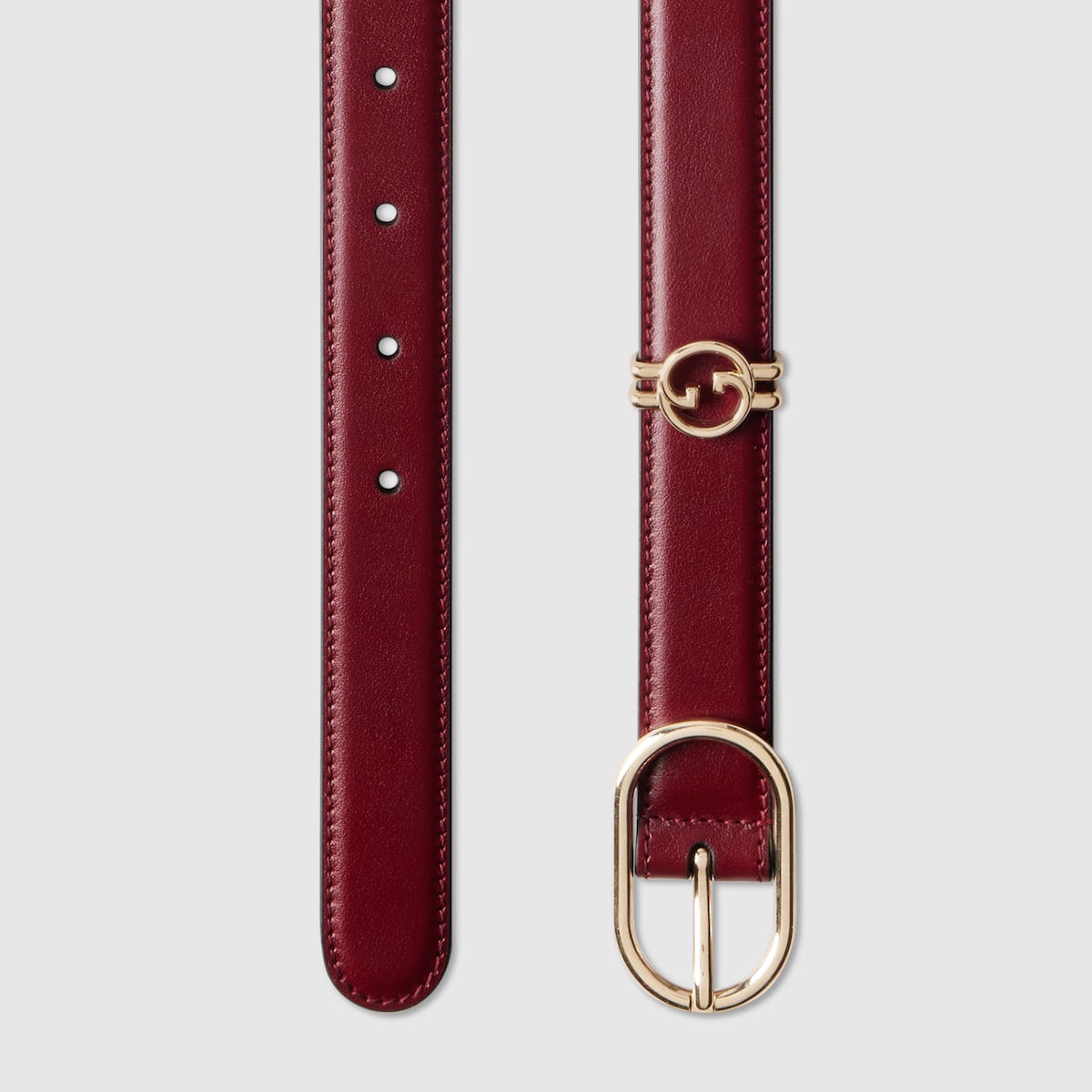 Belt with Round Interlocking G in Rosso Ancora red leather GUCCI US