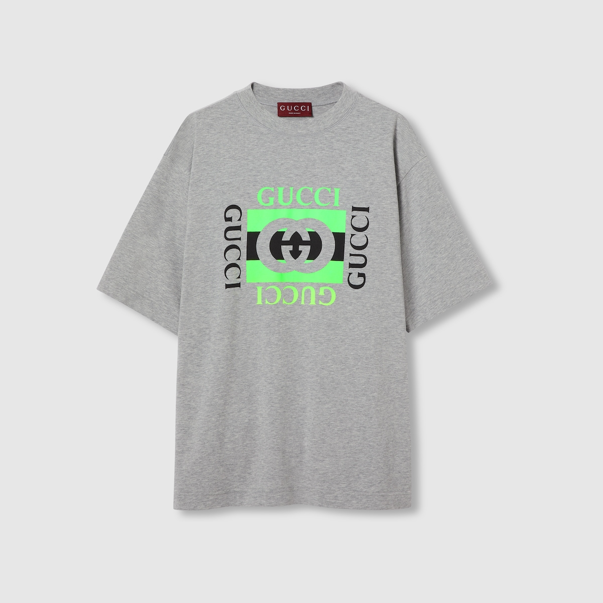 Cotton jersey T shirt with Gucci print in grey GUCCI AE