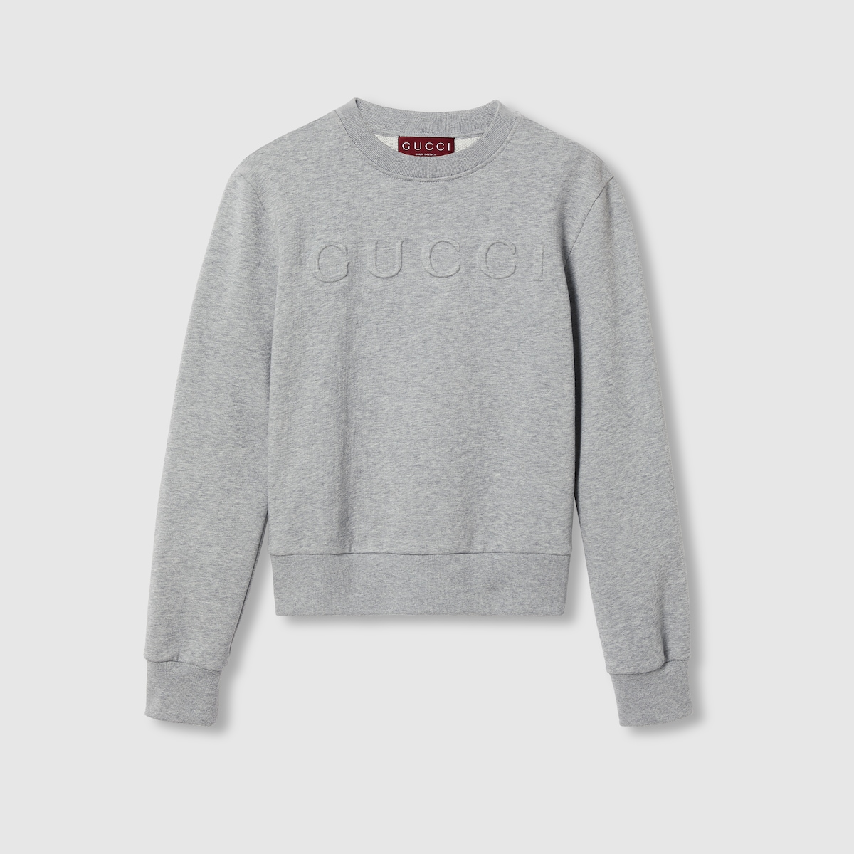 コットンジャージー エンボス スウェットシャツ ・グレー | GUCCI公式