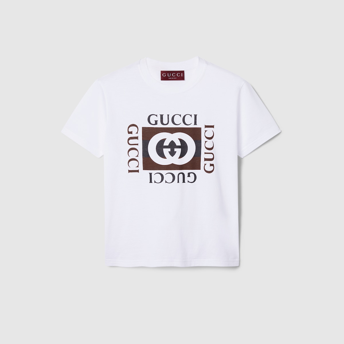 Printed cotton jersey T-shirt in white | GUCCI® US