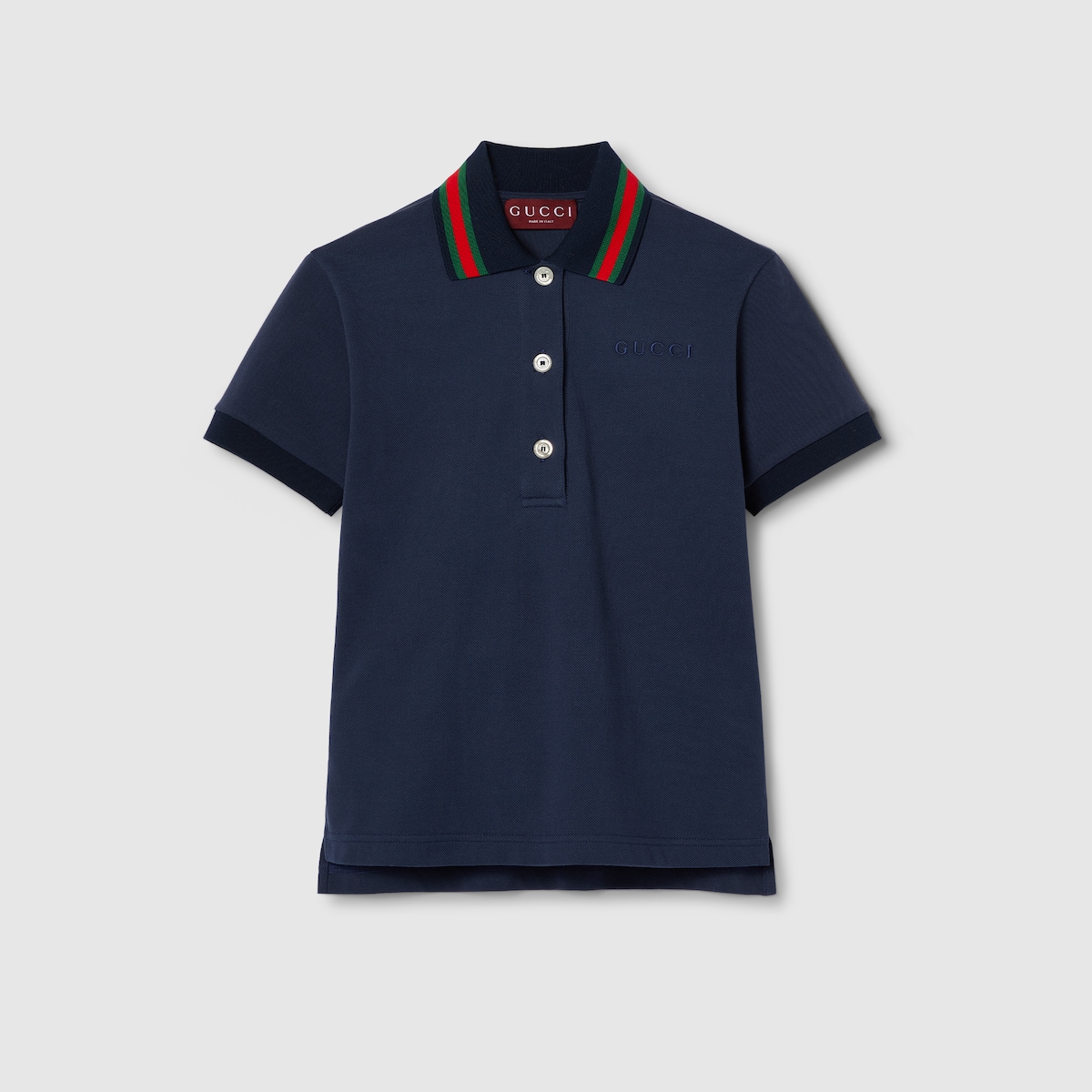 Cotton stretch piquet polo shirt in navy | GUCCI® UK