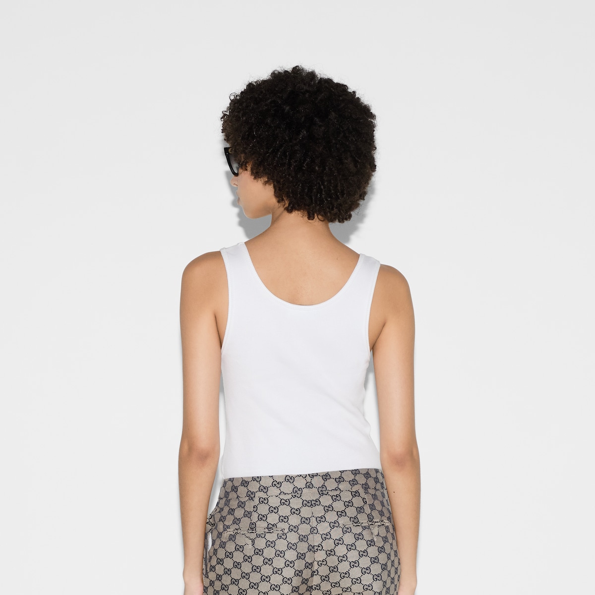 Tシャツ・カットソー GUCCI White Stretch Cotton Tank Top Cotton tank top with Web in white | GUCCI® US