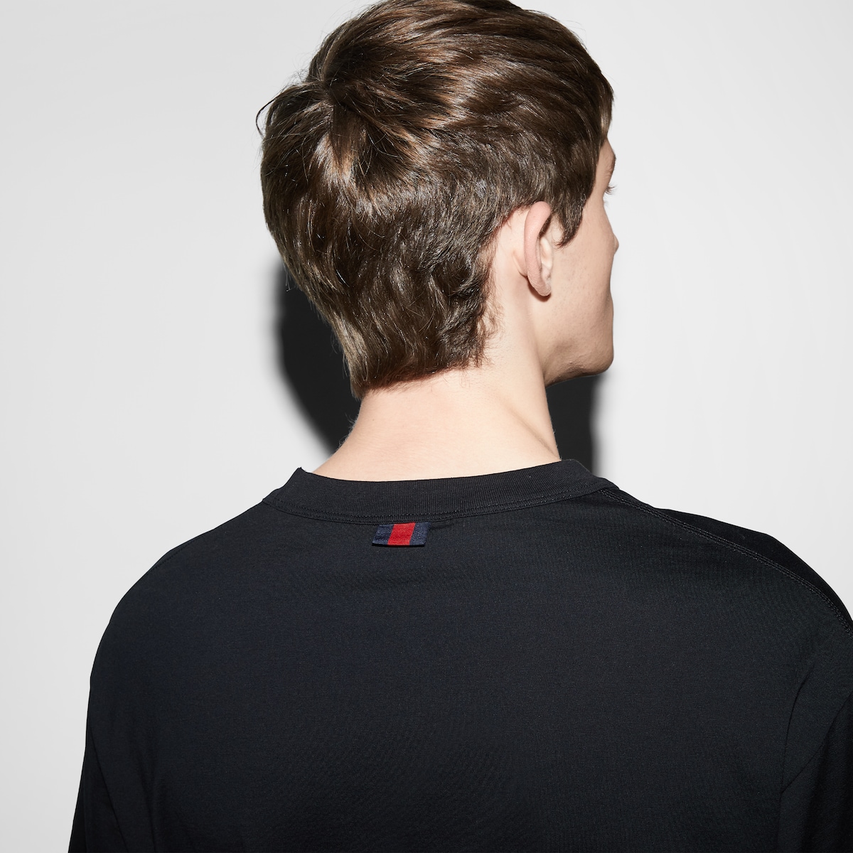 Cotton jersey T-shirt with embroidery in black | GUCCI® US