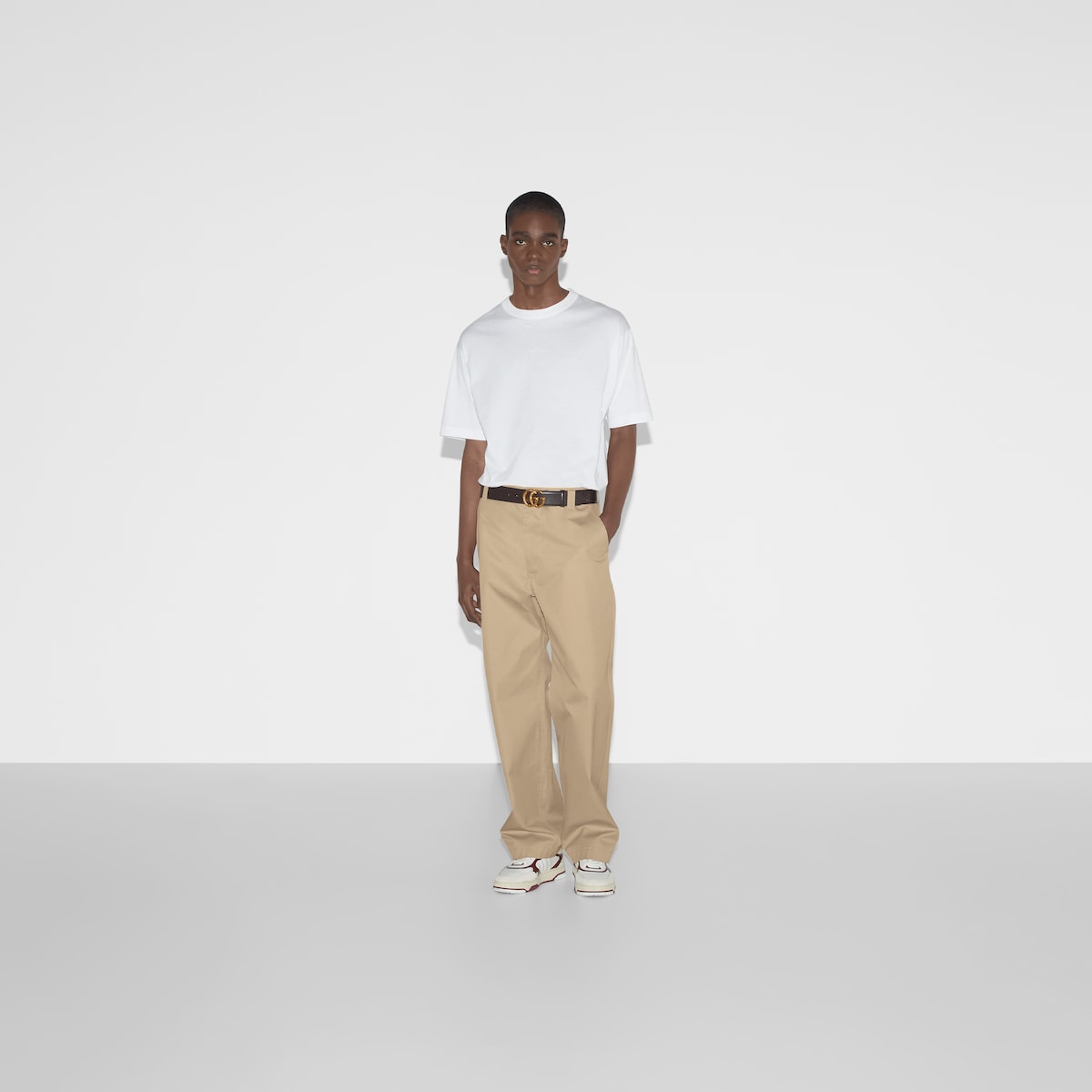 Cotton jersey T-shirt with embroidery in white | GUCCI® US