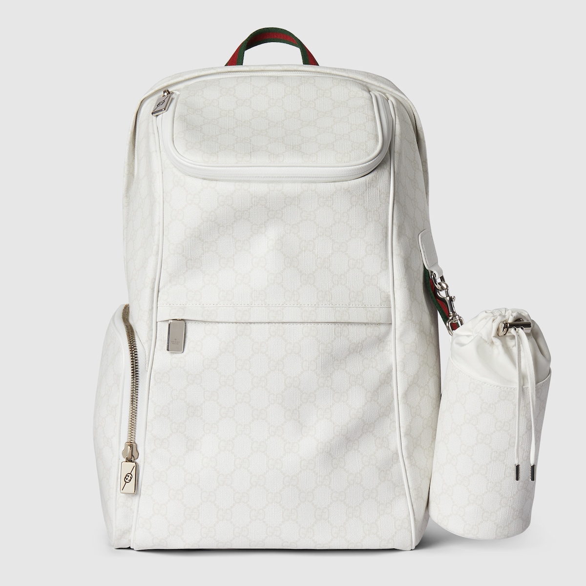 Mochila con tribanda Web tamaño grande en GG supreme blanco