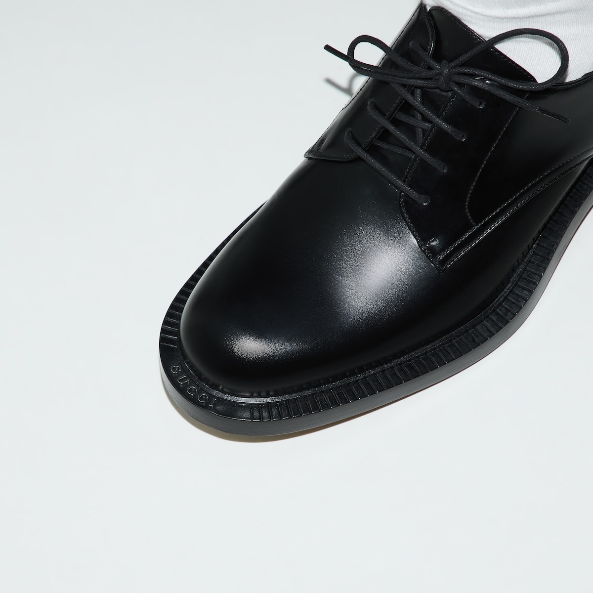 Men's lace-up shoe in black leather | GUCCI® PL
