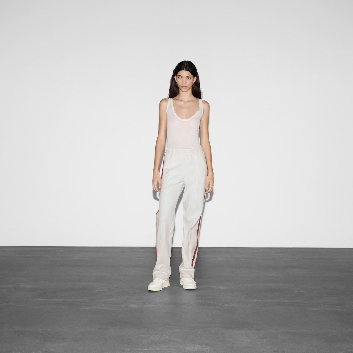 Jersey drill jogging pants with Web in off white | GUCCI® US