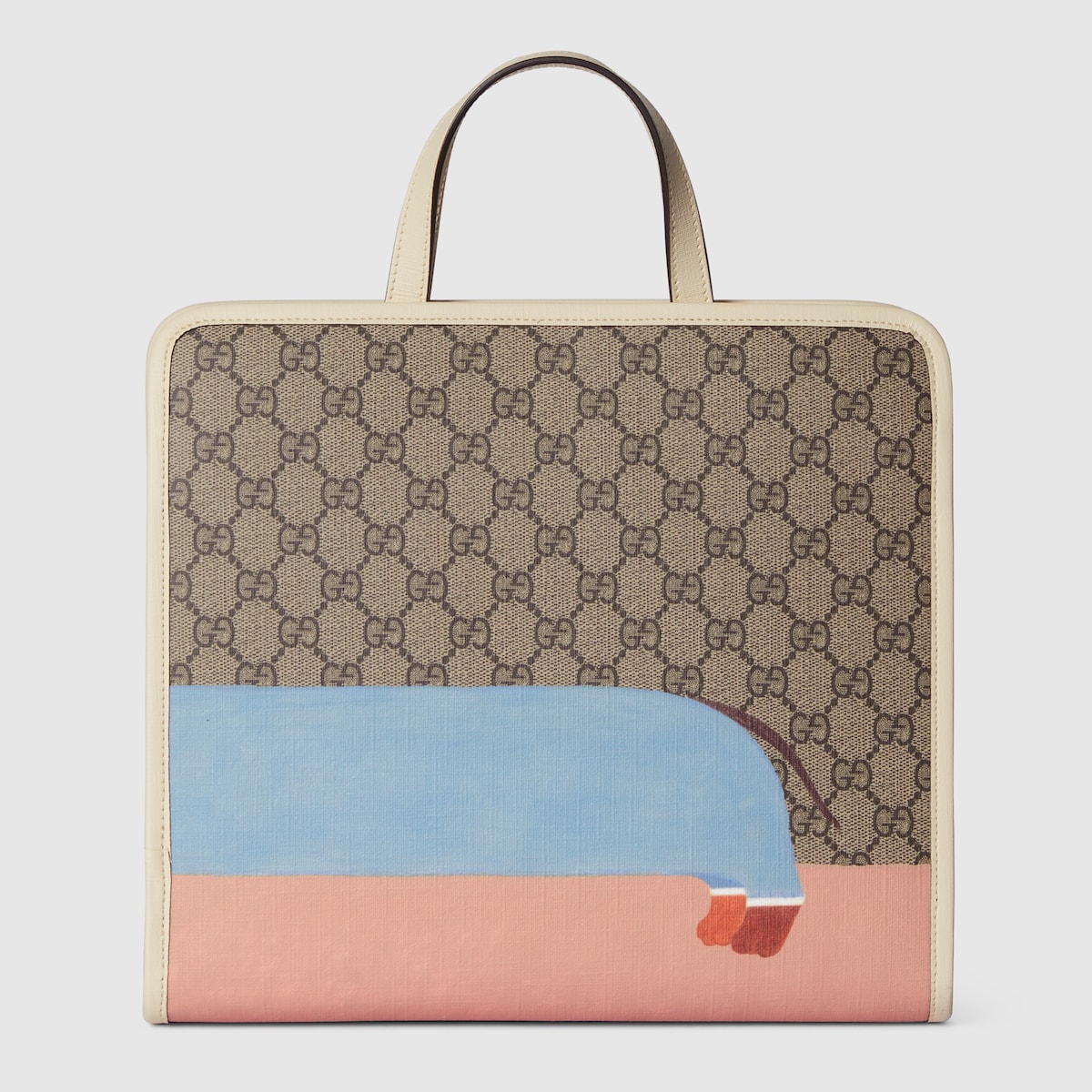 Bolso tote infantil con estampado de perro en GG Supreme beige y ebano GUCCI ES