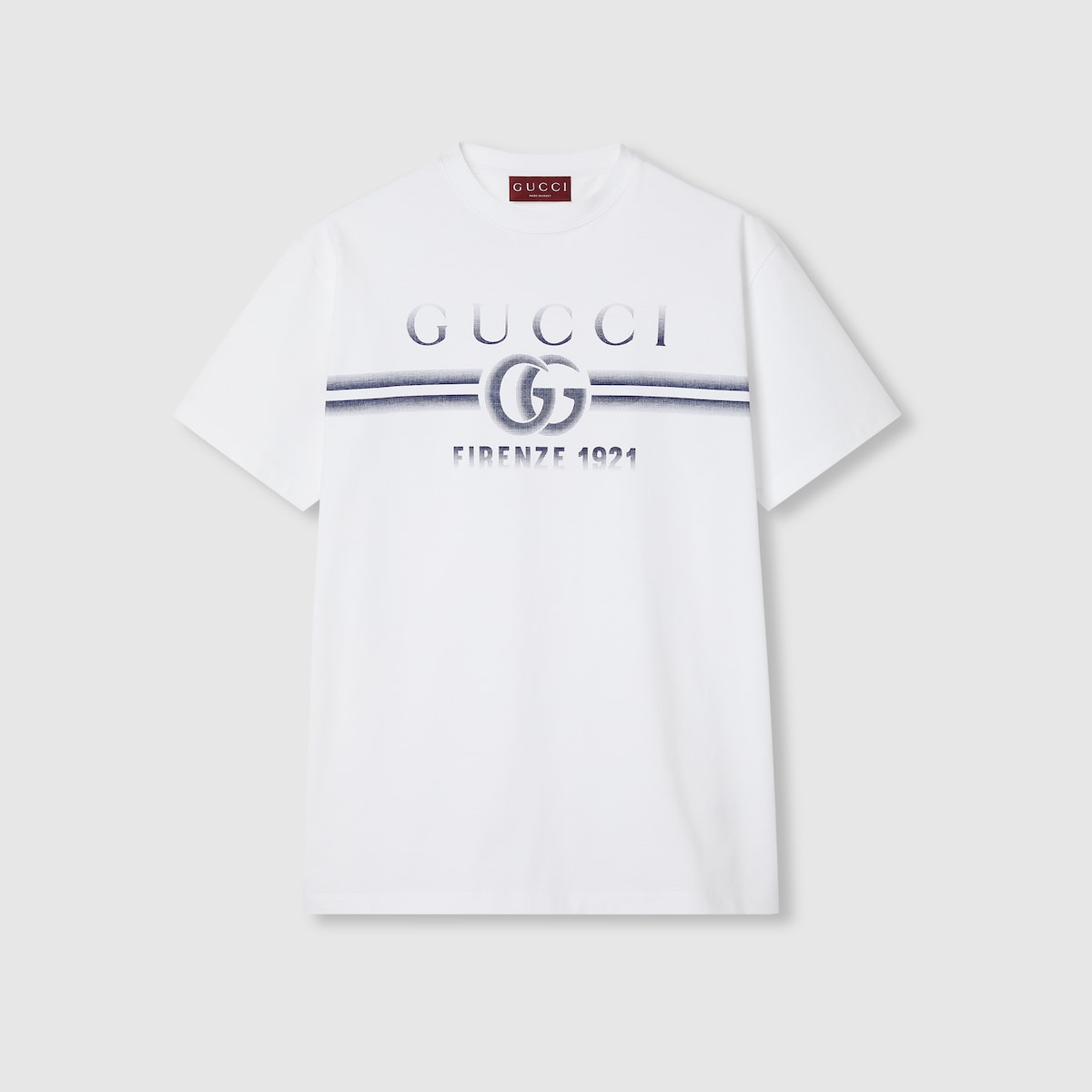 ★GUCCI★ Printed Cotton Jersey Short Sleeve T-Shirt White 7 Cotton jersey T-shirt with Gucci print in white | GUCCI® US