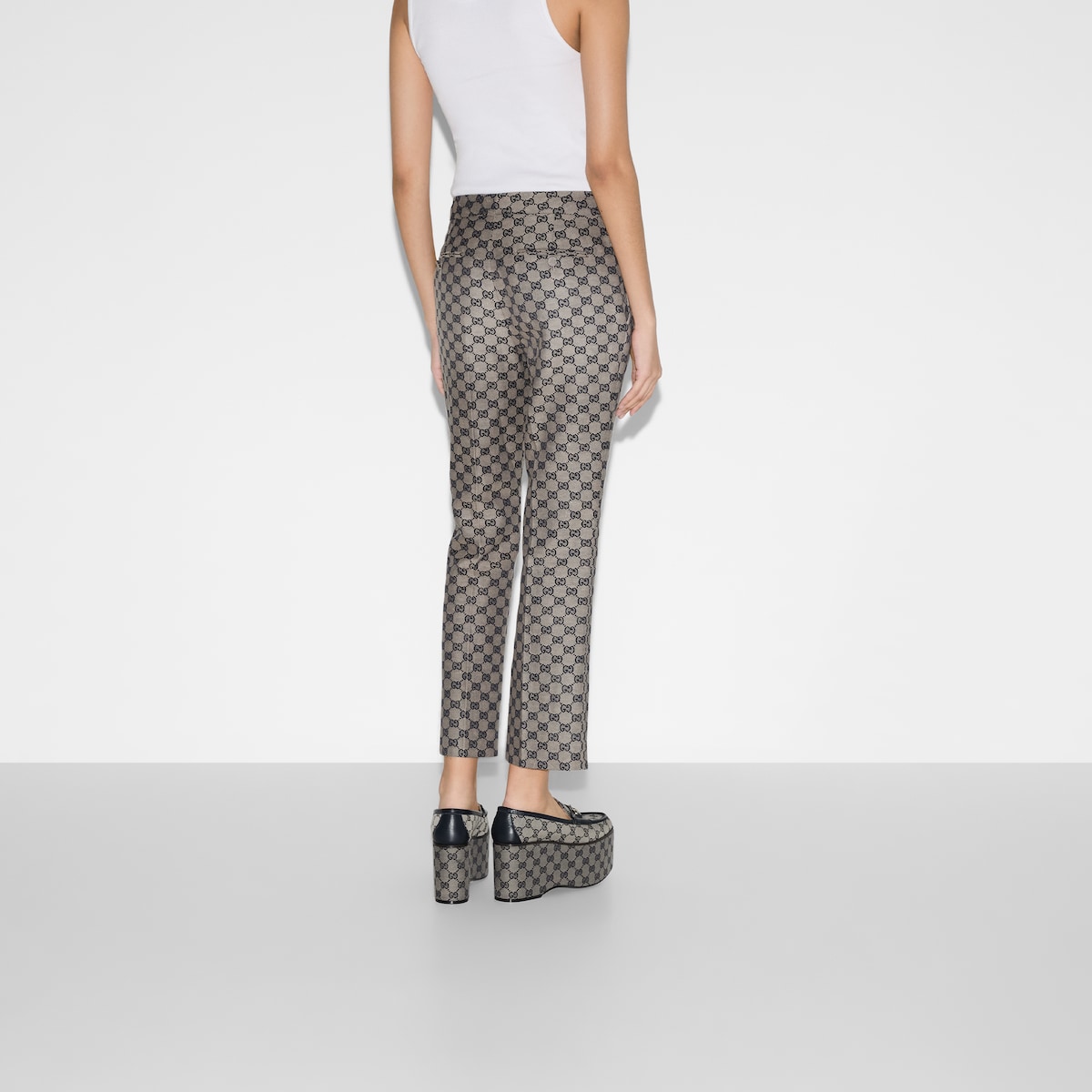 パンツ Gucci White Polyester Blend Pant Jersey drill jogging pants with Web in off white | GUCCI® US
