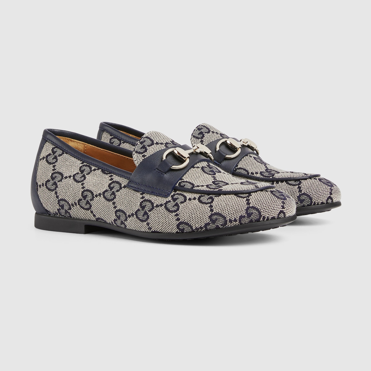 Children's GG loafer in beige and blue GG canvas - thumbnail 4
