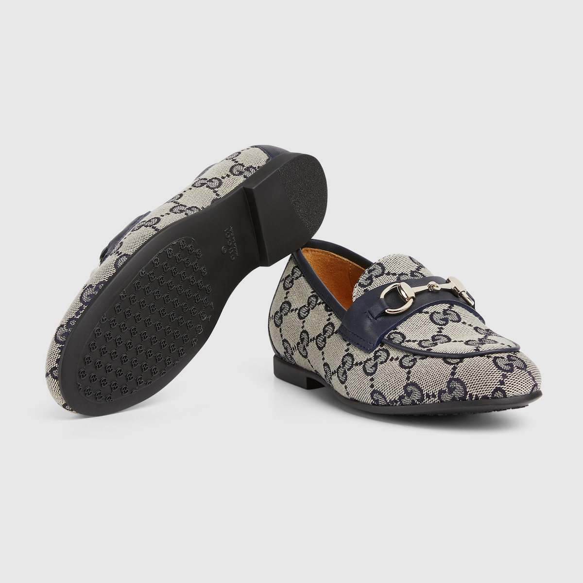 Children's GG loafer in beige and blue GG canvas - thumbnail 2