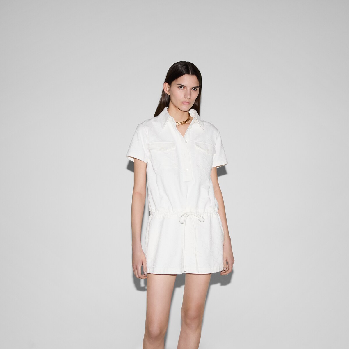 ルミニョン Candy check panel zip dress ホワイト ルミニョン Candy check panel zip dress ホワイト